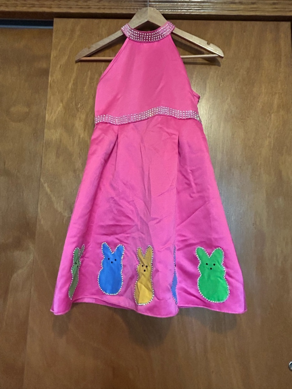 SHEIN Pink Halter Dress with  Easter Peep Bunny Appliqués, Pageant, Size 10